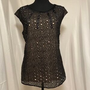 The Limited Open Eyelet Style Double Layered Sleeveless Top Evening‎ Classy